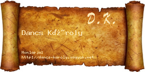 Dancs Károly névjegykártya